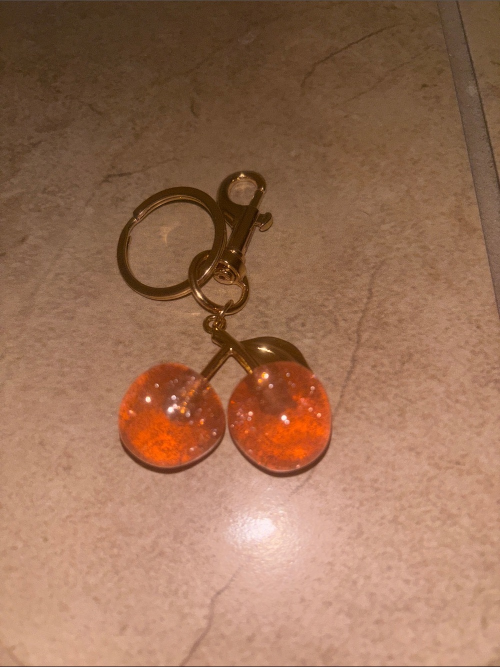 Cherry Keychain Charm in Sparkling Amber - Picture 3 of 3